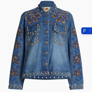 Farm Rio studded floral denim jacket